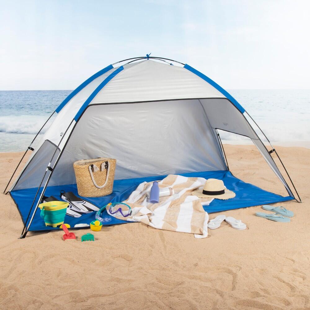 decathlon-tente-plage-036ymt.jpg Tente coupe vent et plage Aktive pour 2 personnes UV50 avec fenêtres et sol – Image 1