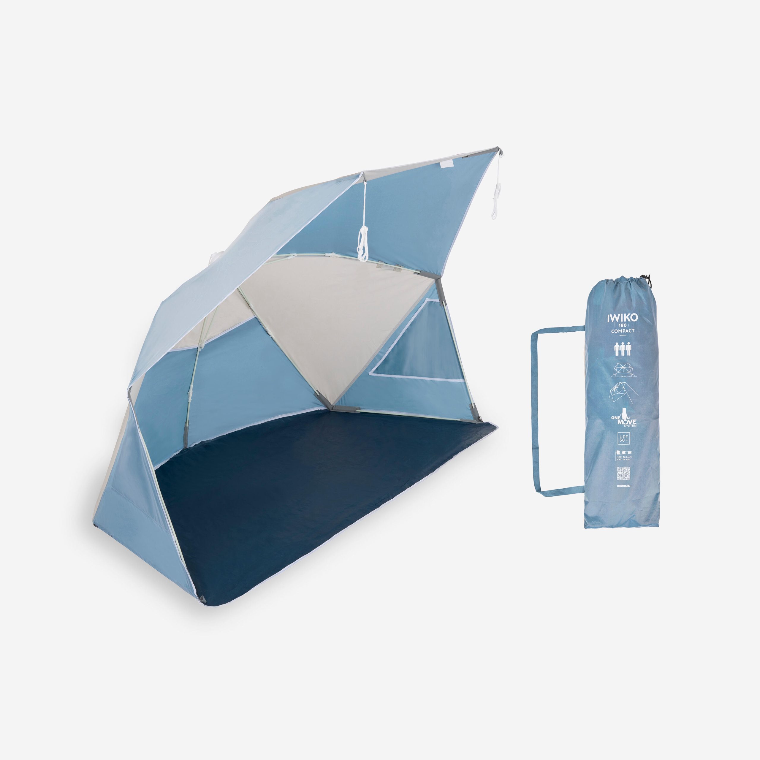 decathlon-tente-plage-447ikz.jpg Tente de plage compacte 3 places UPF 50+ diamètre 180cm Iwiko gris beige | Decathlon – Image 1