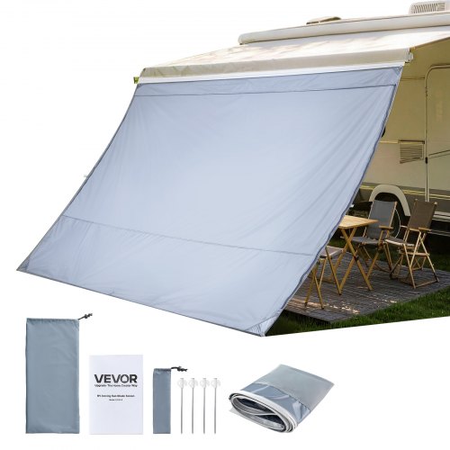 store-pour-caravane-647tdw.jpg VEVOR Paroi Avant pour Store de Camping car 2x2,8 m, Façade de Store Compatible avec Auvent 3 m, Pare soleil Caravane Voyage, avec Couverture Zippée ... – Image 1