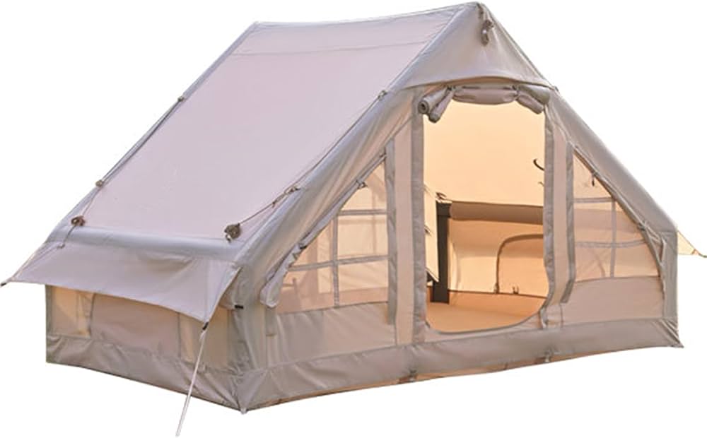 tente-2-chambres-099vec.jpg Miuxe Grande Maison De Camping Gonflable pour 2 À 6 Personnes, Tentes Gonflables, 2 Chambres Et 8 Fenêtres avec Maille, Grande Tente pour Pique Nique ... – Image 1