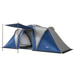Outsunny Tente de Camping Double Couche Tunnel Familiale 4 5 Personnes 2 Chambres et Séjour pour 12 Personnes Bleu | Aosom France