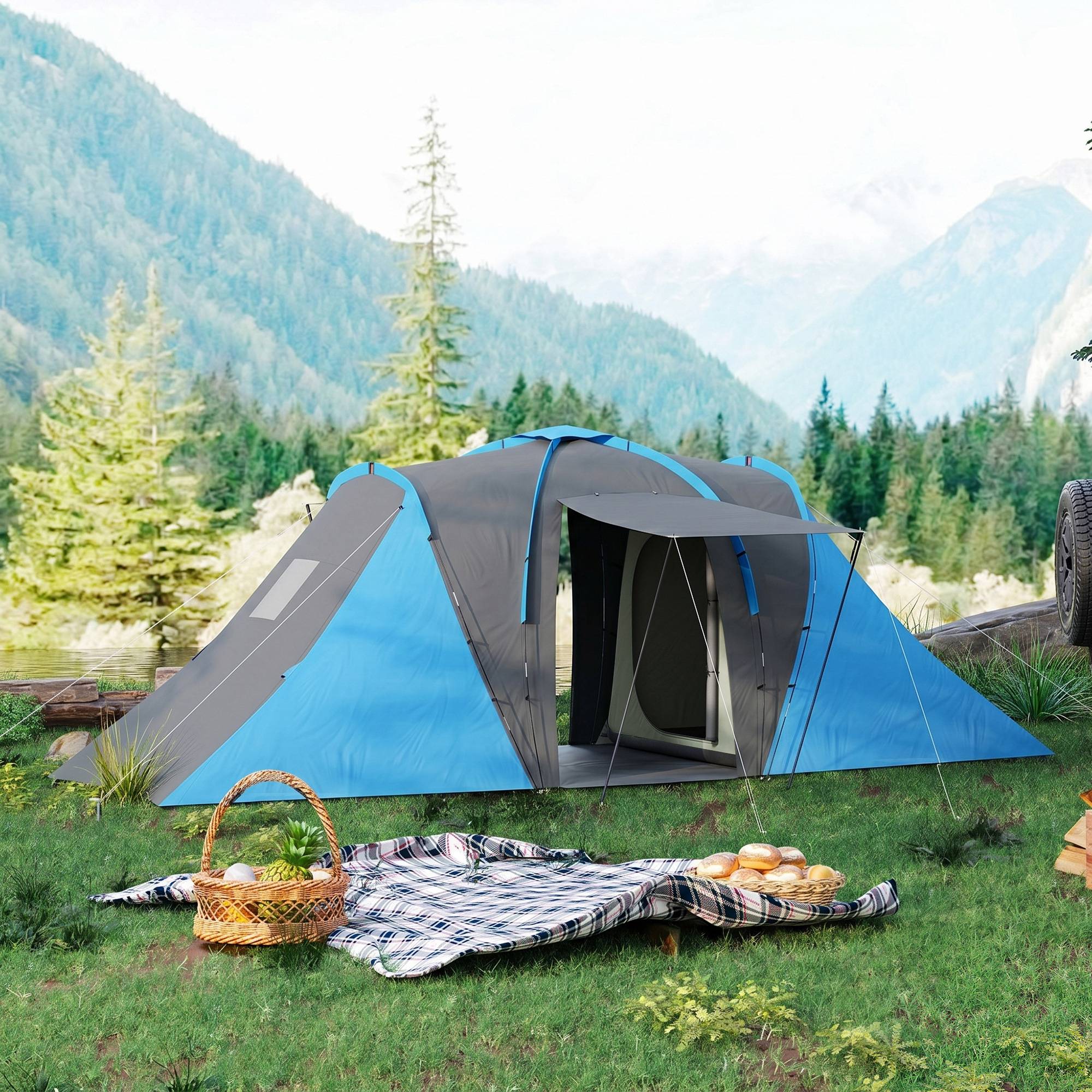 tente-2-chambres-795lsx.jpg Tente tunnel familiale camping 2 chambres séjour étanche 2000mm 4 6 personnes 555x225 bleu ComfortXL Outdoor Living – Image 1