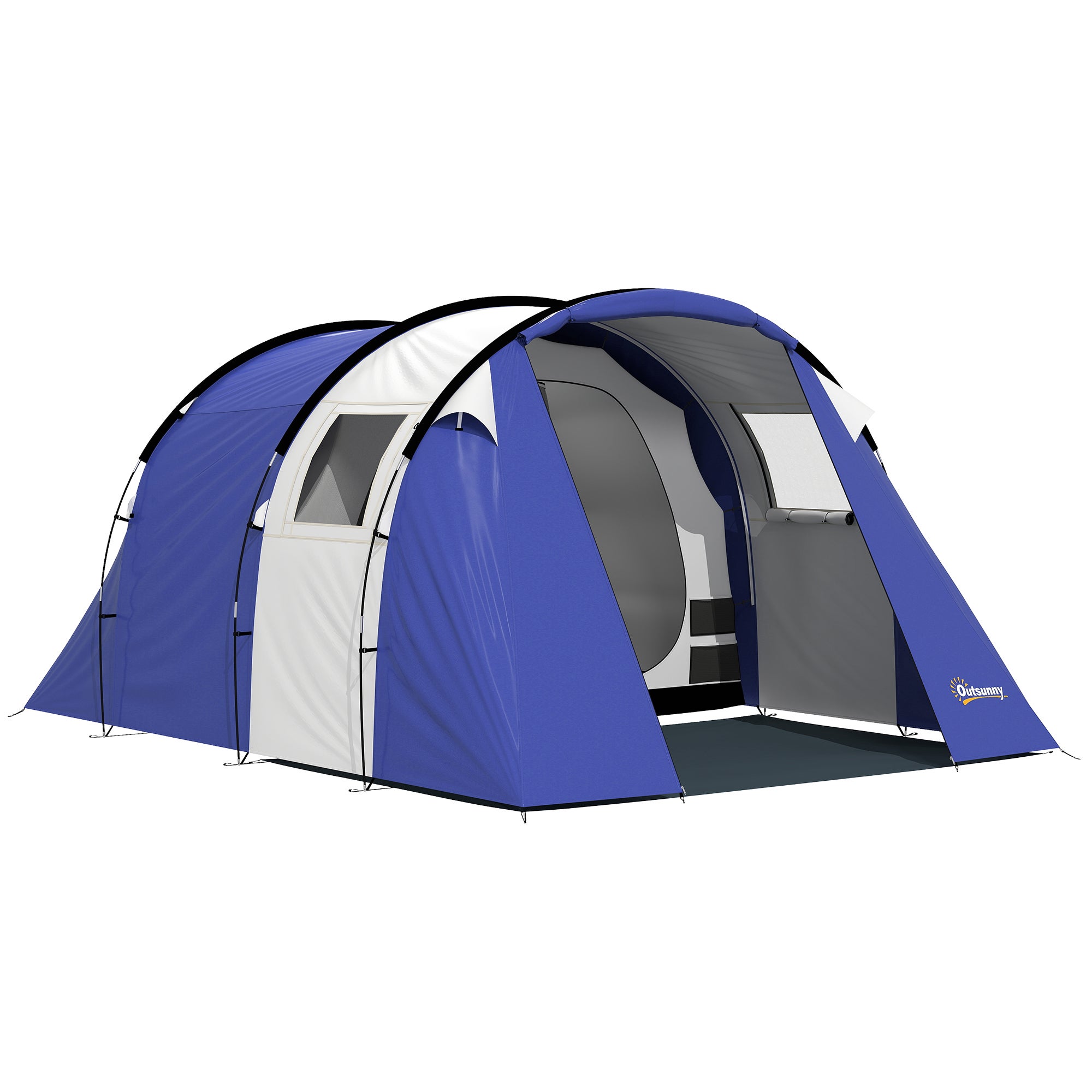 tente-4-personnes-040fhy.jpg Tente de Camping pour 4 Personnes, 2 Chambres, Imperméable 3000mm, avec Tapis de Sol et Sac, 420x300x200cm, Bleu Foncé | Leroy Merlin – Image 1