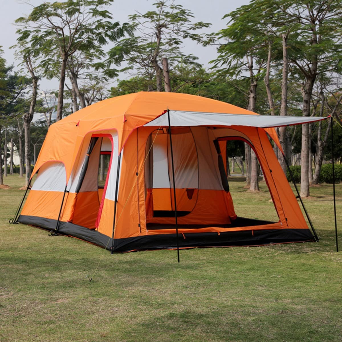 tente-6-places-543yaw.jpg TXTC Tente 6 Personnes Tente Double Couche pour Camping Familial, Tente Extérieure Étanche avec Porche, Tente De Reception 2 Chambres+Salon, Tente ... – Image 1