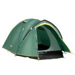 Outsunny Tente de camping pliable pour 3 4 personnes tente dôme avec vestibule 2 portes enroulables fenêtres maille tissu polyester imperméabilisé anti UV 325 x 183 x 130 cm vert AOSOM.fr