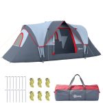 Outsunny Tente de Camping Familiale 5 à 6 Personnes Grande Taille 2 Chambres 100% Imperméable 3 Saisons 3 Fenêtres 4 55 x 2 3 x 1 8 m Aosom.fr