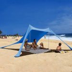 Largeight – Parasol de plage UPF 50+ – Tente portable 210x150x170 cm – Barres en aluminium – Ancrages sable pour installation rapide