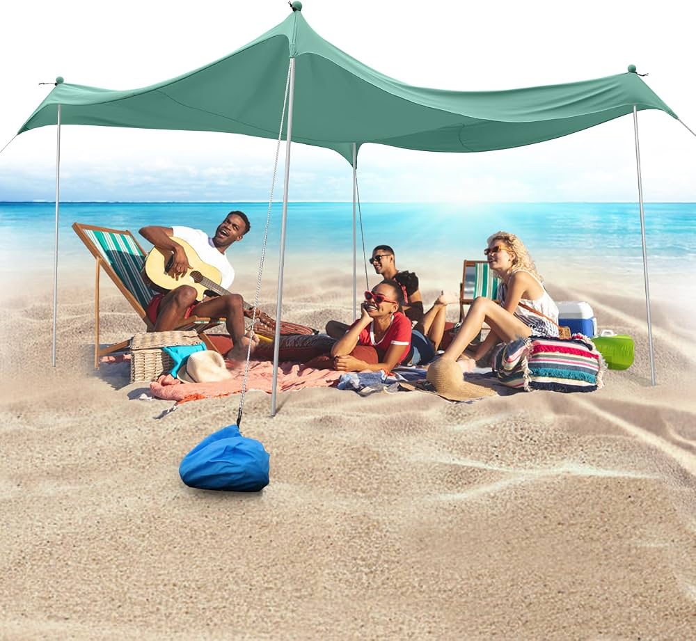 tente-de-plage-753wmb.jpg JAICOM Tente de Plage, 3x3m Parasol Plage, Abri de Plage Familial Résistant aux UV UPF 50+ avec Barres de Support en Aluminium, Idéal pour Les Plages, Les Pique niques, la pêche : Amazon.fr: – Image 1