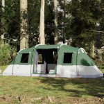 Tente Familiale Tunnel 6 Personnes Polyester Imperméable avec 2 Chambres Vert – ComfortXL Outdoor Living Gamm vert