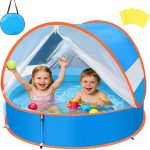 YOOHBERRYS Piscine Bebe avec Pare Soleil 4 en 1, Tente Anti UV Bébé FPS 50+, Tente de Plage Bebe avec Moustiquaire, Pop Up Piscine de Plage, Petite ...