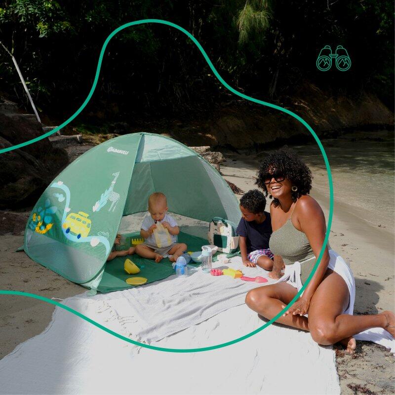 tente-plage-decathlon-220psf.jpg Tente anti uv abri de plage UPF50+ bébé enfant Vert – Image 1