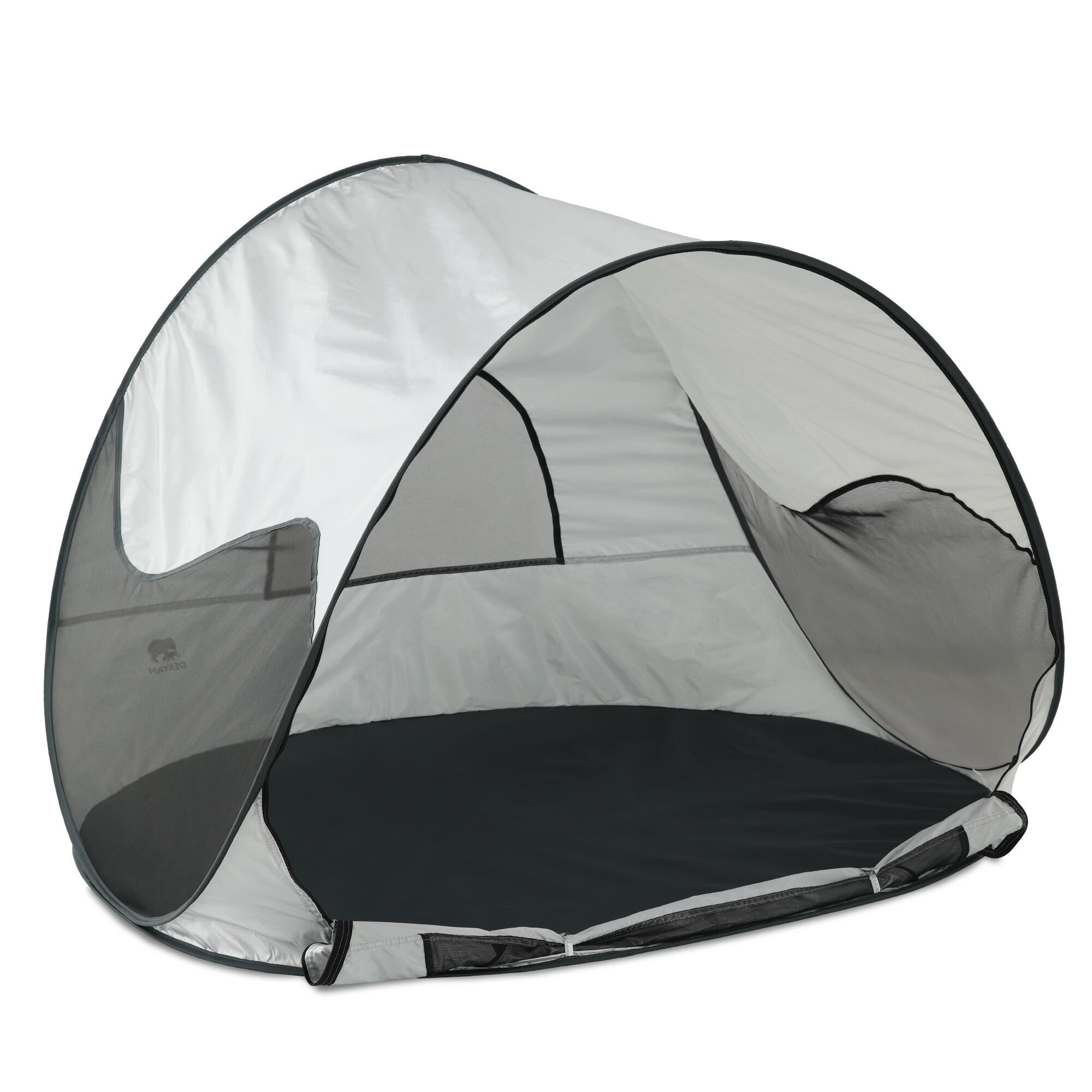 tente-plage-decathlon-521qfd.jpg Tente de plage Pop Up de Luxe Légère Protection UV 50+ Argent – Image 1