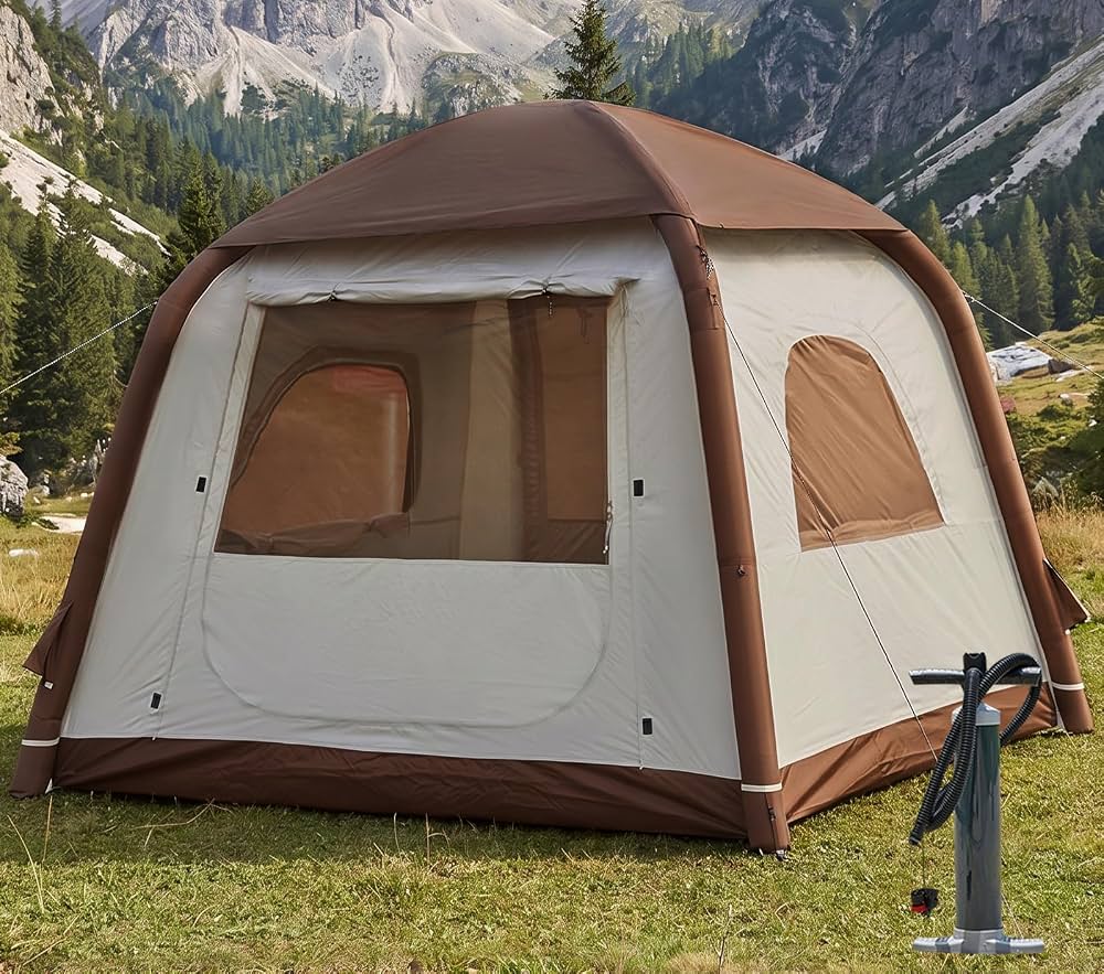 tente-pour-2-personnes-083bzl.jpg Tente de camping gonflable, pour 2 à 4 personnes, abri solaire, Oxford, imperméable, facile à installer, tente de maison : Amazon.fr: Sports et ... – Image 1