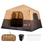 VEVOR Tente Gonflable 6 Personnes Pompe Rechargeable Tente de Camping Beige, pour Randonnée et Pique niques en Famille, avec Tubes d'Air en TPU, 4 ...