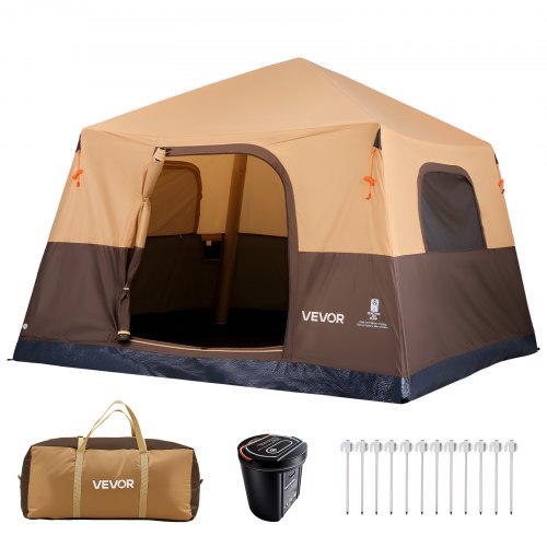 tente-pour-6-personnes-543okp.jpg VEVOR Tente Gonflable 6 Personnes Pompe Rechargeable Tente de Camping Beige, pour Randonnée et Pique niques en Famille, avec Tubes d'Air en TPU, 4 ... – Image 1