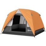 Outsunny Tente Camping 3 Places Imperméable 2x2x1.35m Orange | Aosom France