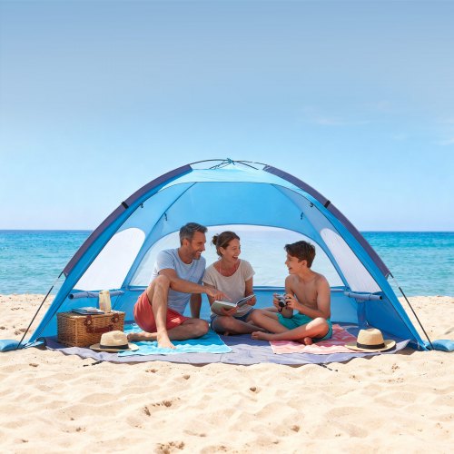 tente-pour-plage-190fgk.jpg VEVOR Tente de Plage pour 3 Personnes, Abri de Plage Anti UV UPF 50+, Tente Portable Pare soleil avec Sac de Transport et Piquets, , pour Famille, ... – Image 1