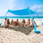 COMMOUDS Abri de Plage Anti UV, Tente Portative 3m x 3m, Parasol en Aluminium, Abri Familial Facile à Installer pour la Plage, le Camping, la Pêche et l'Extérieur : Amazon.fr: Sports et