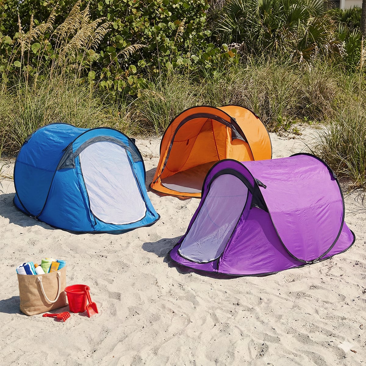 tente-pour-plage-390ovk.jpg Tente 2 places de plage camping protection UV TENDAFACILE XL – Image 1