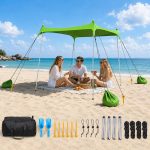 Tente de Plage 2 x 2,1 m, abri Solaire UPF50+ Portable pour 2 à 3 Personnes – Kit d'abri extérieur avec mâts, piquets, Cordes et Sac de Transport – ...