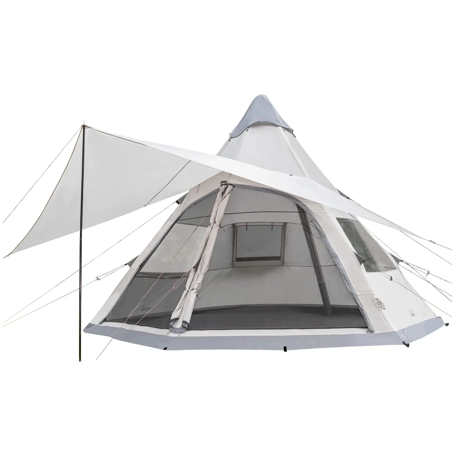 tente-tipi-531vif.webp Skandika Aufblasbares Zelt Tipi Hetta 460 cm Air Protect | beige grau – Image 1