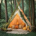 Kate Forêt Tente Oreillers Camping Toile de fond conçue par Emetselch