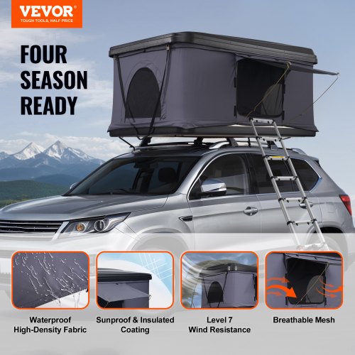 toit-de-tente-562tvg.jpg VEVOR Tente de Toit Rigide Capacité 2 3 Personnes, Tente de Camping pour Véhicules Imperméable, avec Échelle Télescopique, Matelas Épais et ... – Image 1