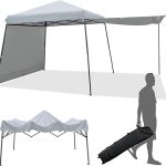 Tonnelle de Jardin Imperméable Réglable Hauteur avec 2 Parois Latérales Amovibles pour Camping Gris