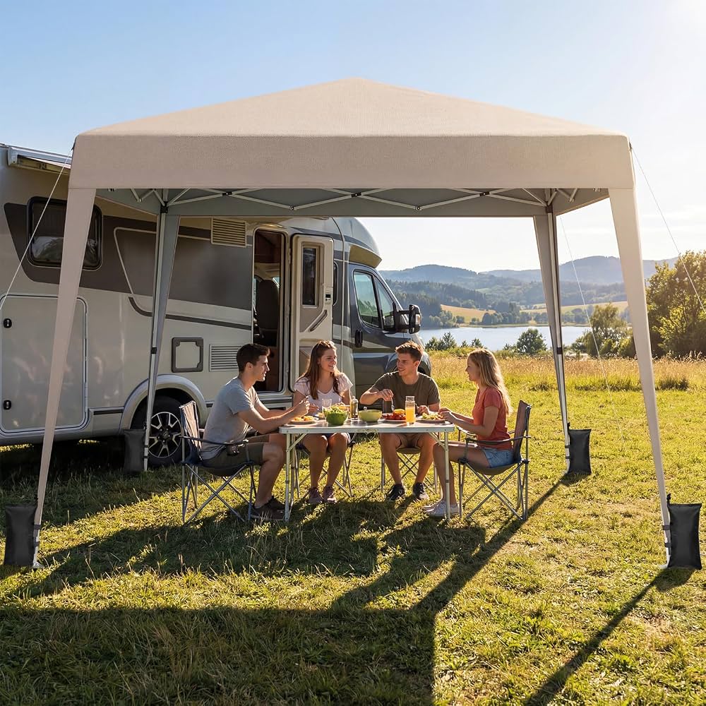 tonnelle-camping-481oye.jpg COSTWAY Tonnelle Pliante 3 x 3 m, Pop up, Tente de Jardin Exterieur Imperméable avec Sac de Transport, Piquets, Pergola Jardin Exterieur pour Camping, ... – Image 1