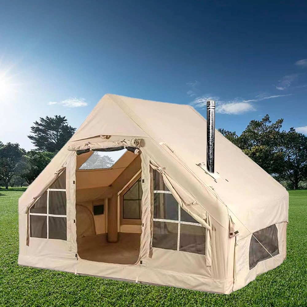 une-tente-449wsm.jpg Tente gonflable imperméable, Oxford d'extérieur pour 4 à 6 personnes, portable avec ouverture de cheminée, tente à air intégrée, coupe vent : Amazon.fr: Sports et Loisirs – Image 1
